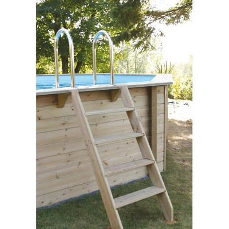 Kit échelle bois extérieure pour piscine Ubbink
