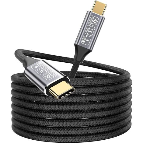 Cable USB C 5M,Câble USBC vers USBC 3.1 Gen2 10Gbps Data Transfer,100W 20V/5A 4K Video ,Compatible With Cable Thunderbolt 3 For i-Pad Pro, MacBook Pro, Samsung S24. (1/5)