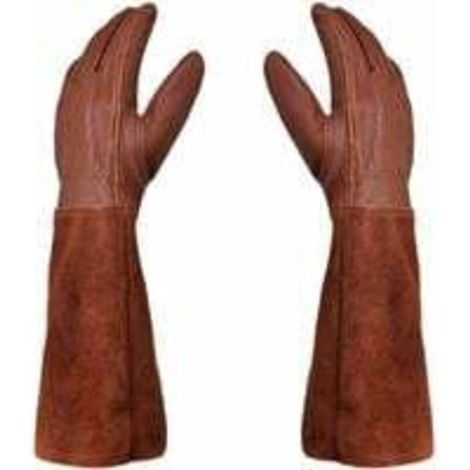 Gants - Paire de Gants de Jardinage - Protection Cuir - Gants de Jardinage pour les Épines et Ronces et Gants de Travail--Marron--M (1/5)