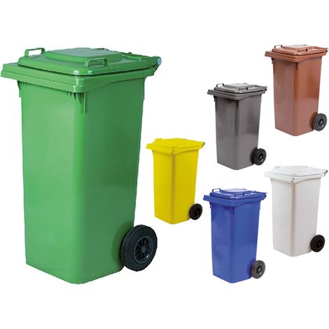 1PZ BIDONE IMMONDIZIA CARRELLATO Lt. 240 - cm 73 x 58 x 106 verde