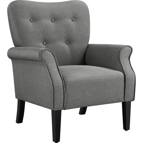 Homevive Silla Sofa Sillón para Sala de Estar Sofa Individual Silla Tapizada con Asiento Grande Silla Sofa para Dormitorio Sillon Relax Tela de Poliéster Gris Oscuro