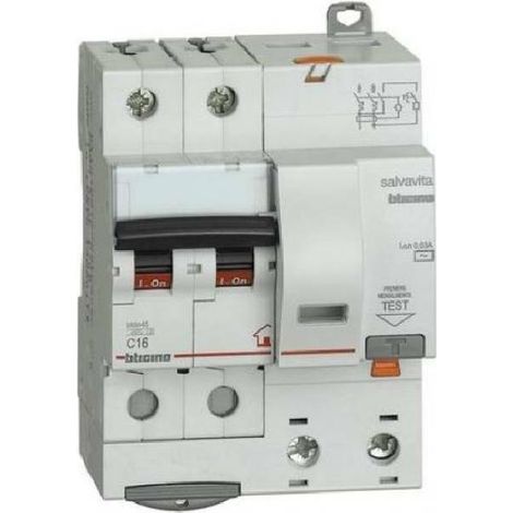 Bticino magnetotermico differenziale 2 poli 30ma ac 16a 4500ka gc8230ac16 (1/4)