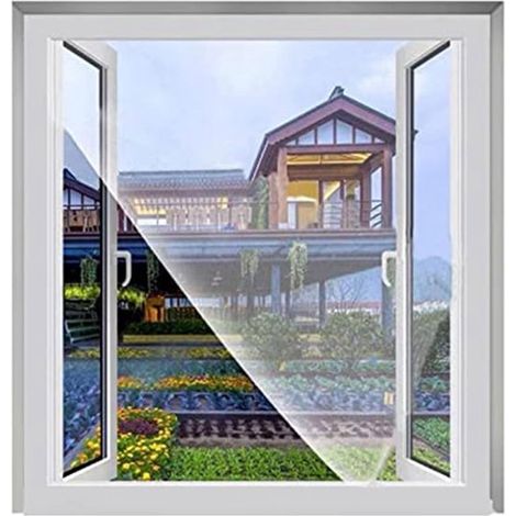 Moustiquaire de fenêtre - Moustiquaire - Moustiquaire de fenêtre - 150x200cm - blanc - nylon - Réglable - Auto- Fermetures velcro - Avec Velcro - Découpable à la taille souhaitée - pour fenêtres, port (1/5)