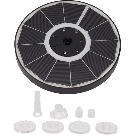 Fontaine solaire à 8 buses, 3,5 W, 900 mAh, colorée et puissante, idéale pour les bains d'oiseaux et les jardins. Buse transparente. (1/5)