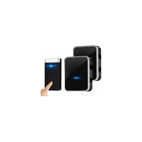 Timbre inalámbrico, kit de timbre electrónico impermeable con 2 receptores enchufables, alcance de 150 m, 45 melodías en 4 niveles de volumen para el hogar, la oficina y el hotel [No requiere pilas - 