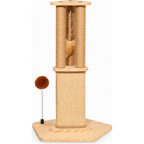 Griffoir vertical compact pour chat colonne bois 36 x 22 cm (1/5)