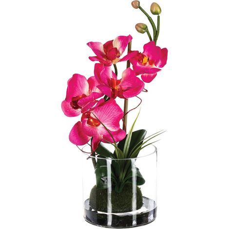 Glasvase mit künstlichen Blumen in rosa Farbe, langlebige Dekoration für jedes Interieur - Atmosphera (1/3)
