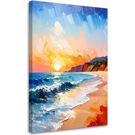 Quadro su tela, Paesaggio Mare Spiaggia Tramonto - 40x60 (1/2)