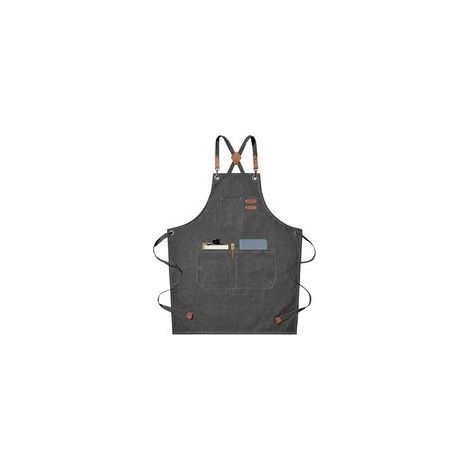 Tablier de chef en toile croisée avec poches pour homme et femme-GRIS (1/4)