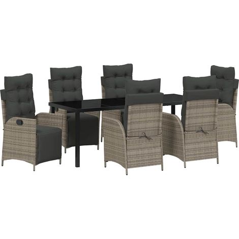 Maison Exclusive - Set da Pranzo per Giardino con cuscino 7 pcs Grigio polyrattan