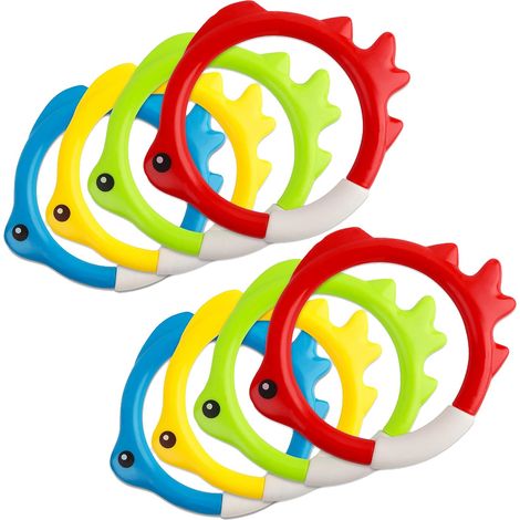 8pcs 4 Colors Swimming Pool Fishing Rings for Diving Training Diving Sea Fish (1/5)