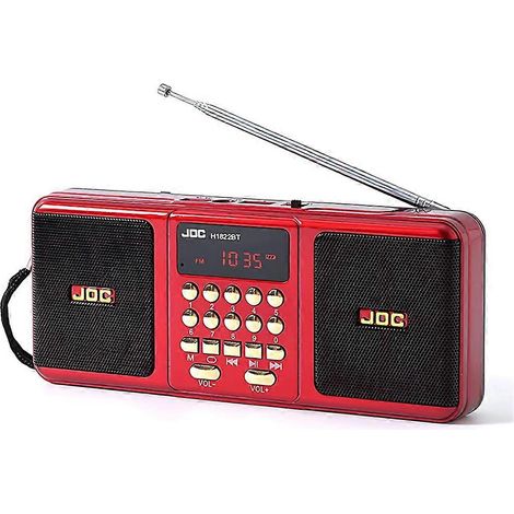 JOC Enceinte Bluetooth avec FM Radio USB Carte TF Support et sans Fil Connectivity Radio pour Personnes Âgées Rouge (1/5)