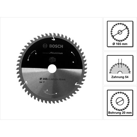 Lama per sega circolare a batteria Bosch PRO in alluminio, 165 x 1,8 x 20 mm, T54 (1/5)