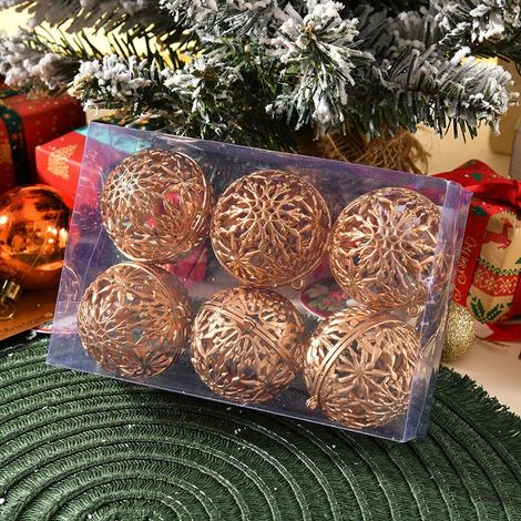Boules De Noël - 6 Pièces - 6 Cm - En Plastique Incassable - Décorations Pour Arbre De Noël Fête Mariage Maison Vacances (1/2)