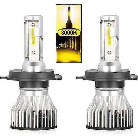 Ampoules de phares LED Lslight 9008 H13, feux de route/croisement, H4 9004 9007 6000K, phares de voiture H1 H3 H7 H11 9005 9006 9012, mini-lampe antibrouillard automobile (3000K jaune doré 9012 (HIR2) (1/5)