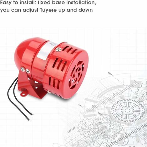 Alarme de moteur sirene alarme sirène industrielle 220v, Mini alarme voiture alarme ring alarme de moteur en métal 220V 120DB Protection électrique contre le vol MS-190 (rouge) (1/4)