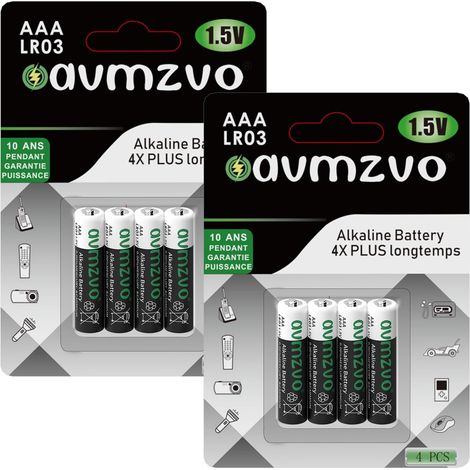 Lot de 8 Piles alcalines AAA, LR03, 1,5 V, Longue durée, puissantes, Peuvent être utilisées pour Les Jouets, Les réveils et Autres appareils électroniques (1/5)