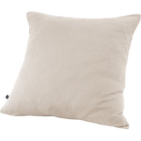 Taie d'oreiller en double gaze de coton 60 x 60 cm – Coloris beige pampa – Lavable à 40° C – Sèche-linge possible – (1/5)