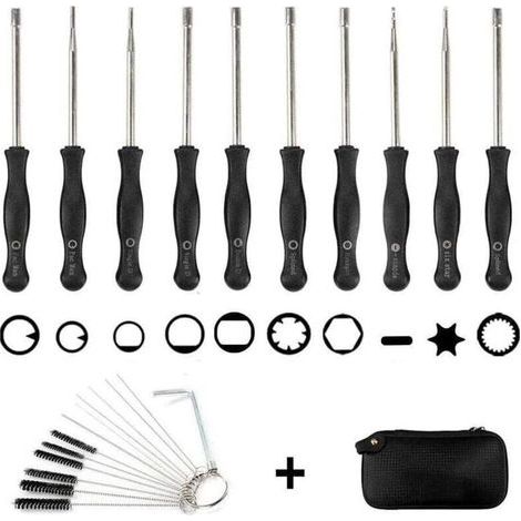 Jeu de 10 tournevis carburateur + sac EVA + brosse de nettoyage, jeu d'outils pour le réglage du carburateur Outil tournevis pour carburateur-- (1/5)
