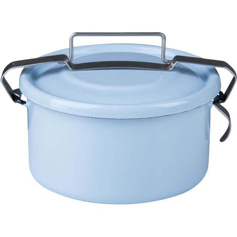 Riess Porte-repas Boîte étanche ronde Ø14 1 litre avec couvercle et poignée Bleu pastel (1/5)