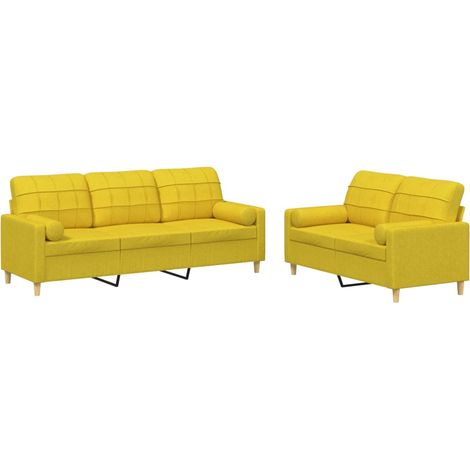 Maison Exclusive - Set di Divani 2 pz con Cuscini Giallo Chiaro in Tessuto