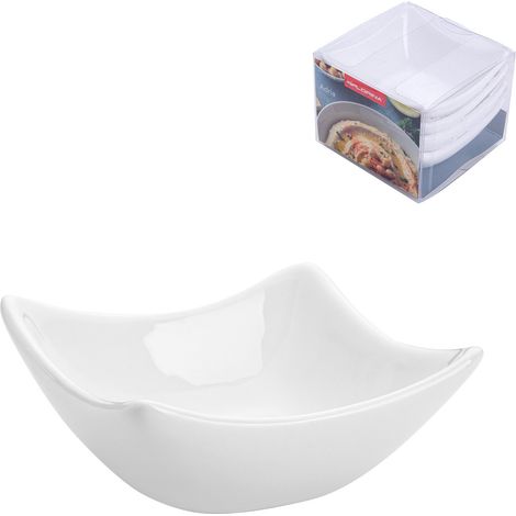 Set mit 4 Florina Adria Porzellan-Salatschüsseln, 7,5 x 7,5 x 2,5 cm
