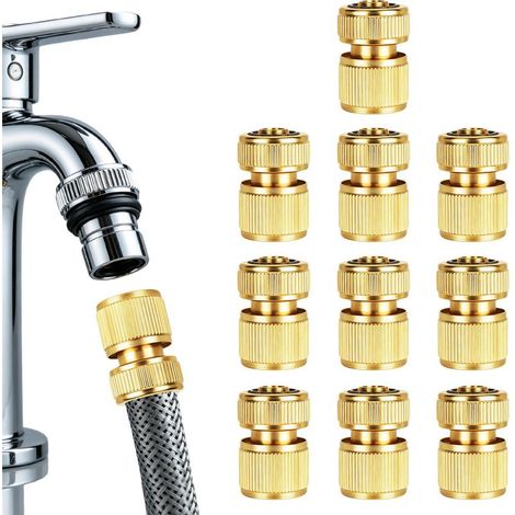 10PCS Raccord Rapide de Robinet Fileté en Laiton 1/2", Adaptateur Robinet Tuyau Arrosage, Adaptateur Tuyau Arrosage Robinet Cuisine, Raccord Tuyau D\'Arrosage (1/5)