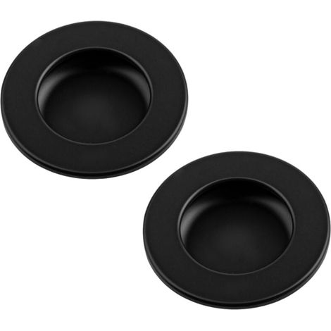 Poignée ronde encastrable Ø 60mm pour meubles ou portes coulissantes en plastique noir Dressing Chambre Enfant Armoire Tiroir (1/3)