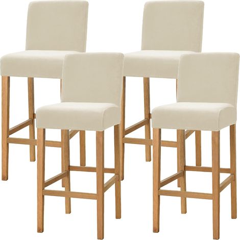 Lot de 4 Housses de tabouret, Velours extensible, Fond élastique, Antidérapant, Pour bar et salle à manger