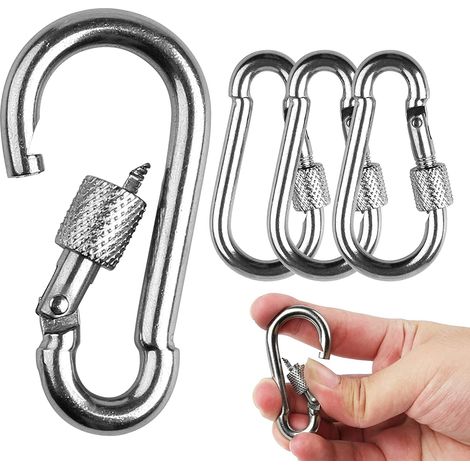 Pack M6 Small Carabiners with 135kg Load Capacity, Stainless Steel Screwgate Carabiner, Stylish Keychain, Small Screwgate Carabiner for Camping, Keys, Outdoors (1/4)