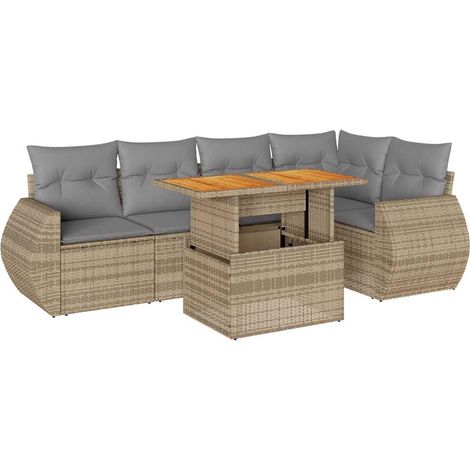 Maison Exclusive - Juego de sofás jardín con cojines 6 pzas ratán (1/5)