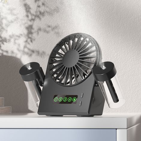 Nebelventilator mit zwei Luftbefeuchtern, 36 dB(A) bis 45 dB(A) (im Lieferumfang enthalten), ideal für Zuhause und Büro – Schwarz (1/4)