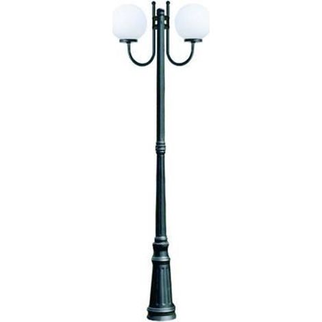 LAMPIONE 2 LUCI SU PALO MODELLO SFERA 2x100w IP44 cm.230h.colore nero FER 234504