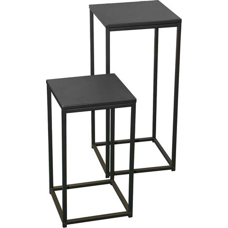 Set de 2 tables gigognes en bois et métal "Madison" - Noir - H 74/54 x P 24/30 x L 34/30 cm - Livraison gratuite (1/5)