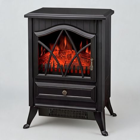 BALOVEBY Cheminée Électrique 3 Fenêtres Panoramiques, Flammes Multicolores LED, Chauffage 900/1800W, Thermostat, Cheminée Décorative Moderne