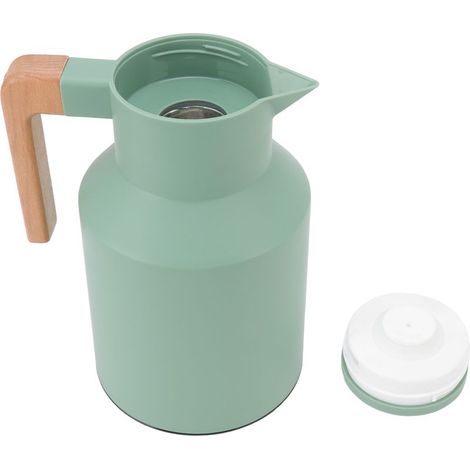 Cafetière Isotherme 1L Style Européen avec Poignée en Hêtre, Capacité Grande, Portable, Conservation 12h, Vert (1/5)