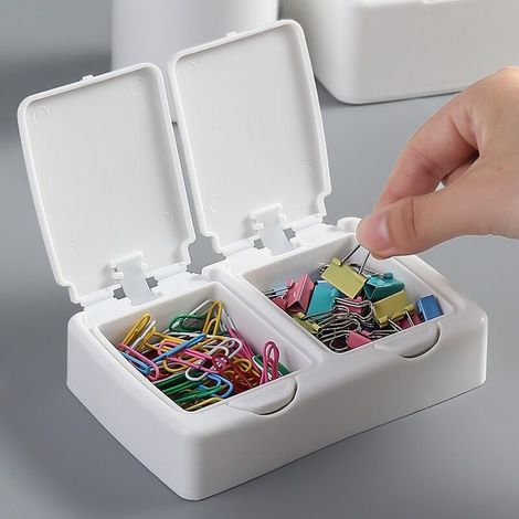 Boîte de rangement Mini Bullet Cover Boîte de rangement pour papeterie de bureau Boîte de coton-tige de type presse Boîte de tri de petits objets (3 pièces blanches) (1/3)