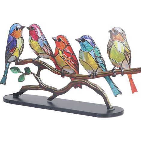 Metallvogel-Serie Dekoration Mehrfarbige Vogel-Serie Abnehmbare Kunstornamente zur Dekolleté-Desinfektion (5 Vögel) (1/5)