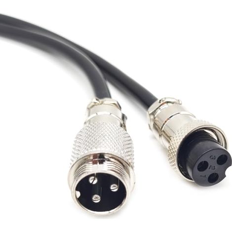 GX16 3 broches mâle à femelle câble aviation, GX16 3 broches femelle à mâle connecteur câble électrique panneau de montage cercle métal adaptateur câble aviation pour navires 18AWG 1 mètre (1/5)