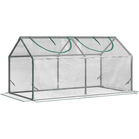 Serre en PVC transparente avec fenêtre, 120 x 60 x 60 cm, mini serre pour tomates et plants (1/5)