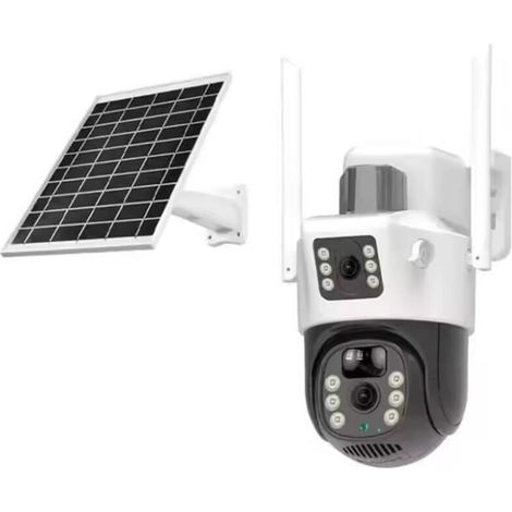 Caméra solaire - - 4K - Double objectif - Vision nocturne - Alimentation solaire (1/4)