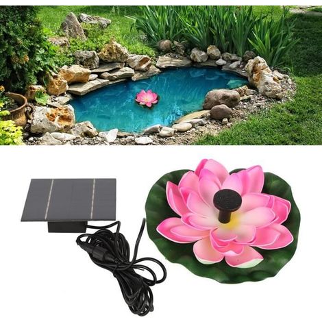 Fontaine solaire de fleur de lotus VGEBY - Blanc - Économe en énergie - Pour bassin intérieur et extérieur (1/4)