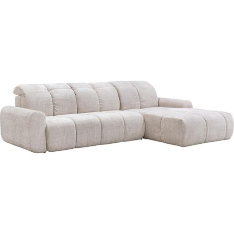 ELIOS - Canapé d'angle convertible avec coffre en tissu beige - Angle droit