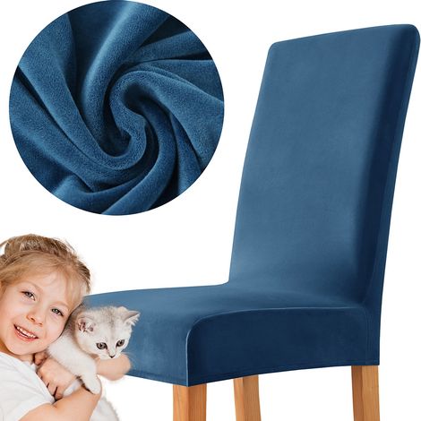 Coprisedia in velluto di peluche BLU SCURO (1/5)