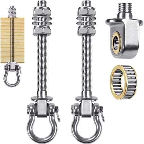 2pcs Crochet de Hamac, 17.5cm Accroche de Balançoire Fixation Fauteuil Suspendu de 180 Pivot Ensemble Plafond Poutre Chaise de Yoga Sac de Frappe Materiel de Suspension, 1500lbs (1/5)