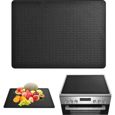 Plaque de recouvrement de cheminée en silicone JeiibrZui - 76 x 53 cm - 1 pièce - Imperméable et découpable - Noire, compatible induction et vitrocéramique (1/5)