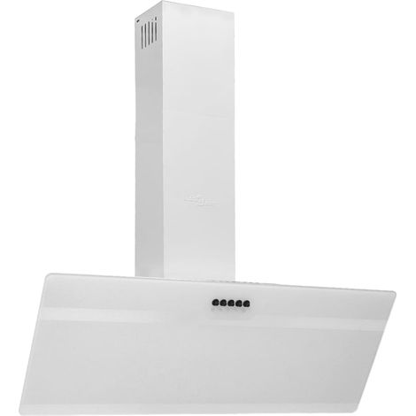 Hotte murale 90 cm acier et verre trempé blanc