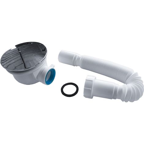 Siphon Ablaufgarnitur 90mm Abfluss Duschwanne Duschablauf Weiß