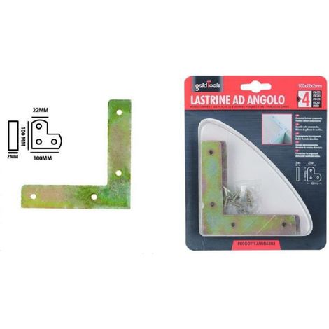 Kaela - Set 4pz Lastrina Lastrine Ad Angolo Forma V 100x22x2mm Con Viti Per Mobili 91229 - (1/2)