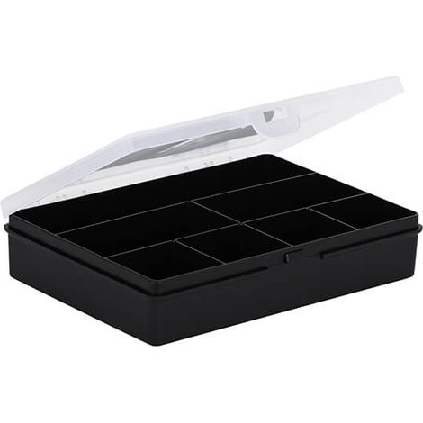 Wham Organiser Box 2.01 19cm with 7 Divisions Recycled Black/Clear